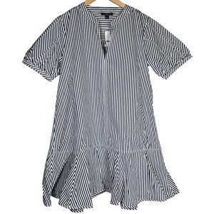 J. Crew Delilah dress striped cotton poplin CJ495 S NWT Short Sleeve‎ Blue White